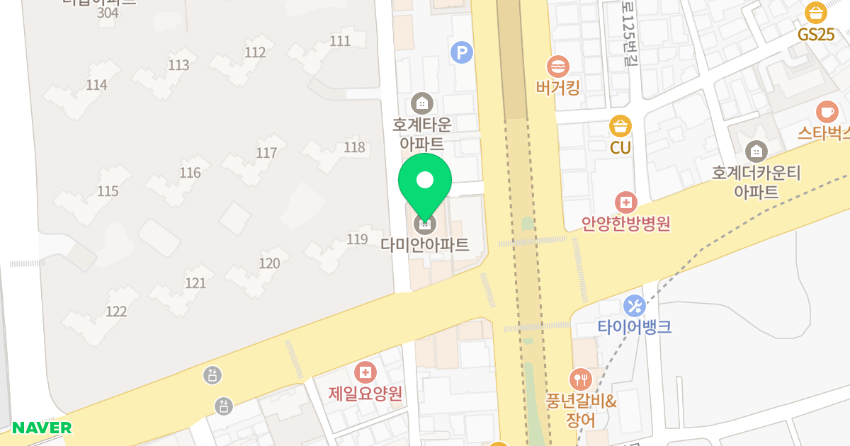 다미안 위치 지도 - 경기도 안양시 동안구 흥안대로109번길 8