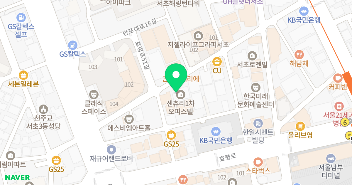 센츄리오피스텔 위치 지도 - 서울특별시 서초구 반포대로14길 30