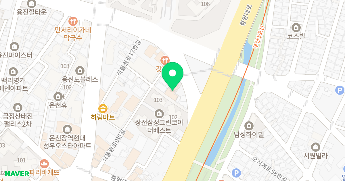 산수유 위치 지도 - 부산광역시 금정구 식물원로 3