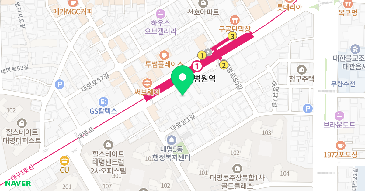 챠밍오퓨런스 위치 지도 - 대구광역시 남구 대명로 290