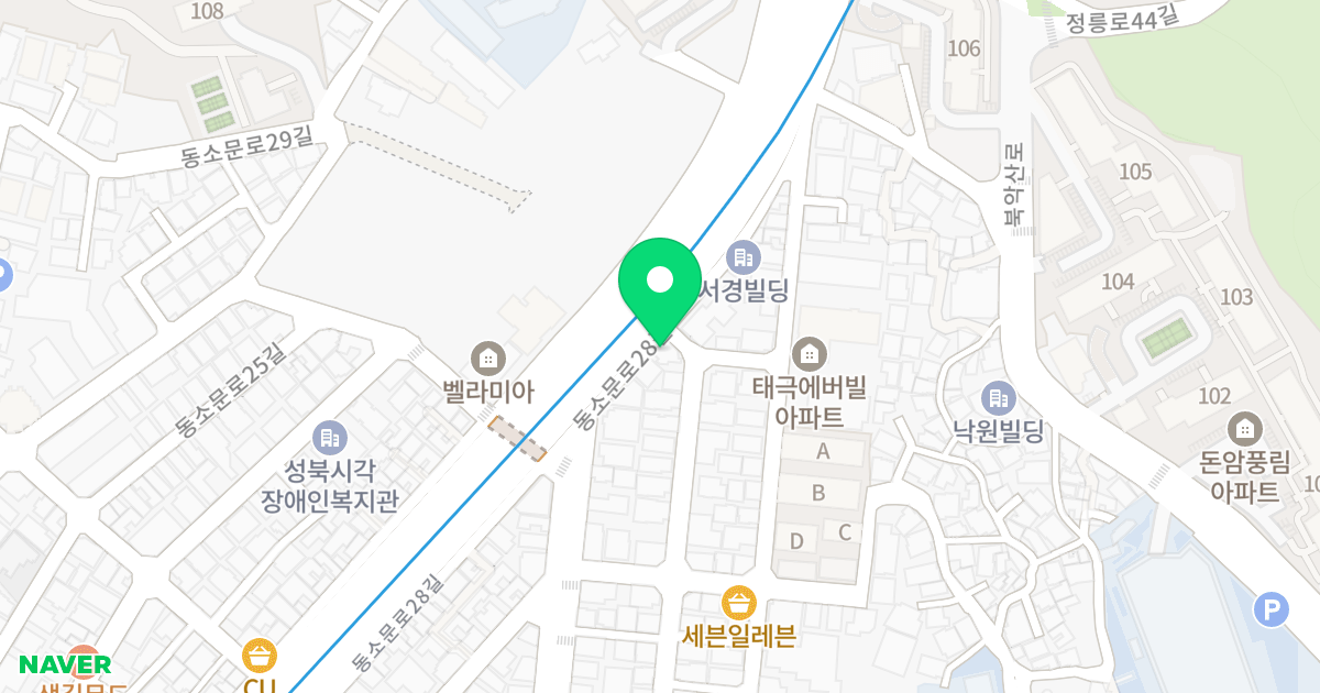 동선동3가 40-1 업무시설 (김후석) 위치 지도 - 서울특별시 성북구 동소문로28길 44