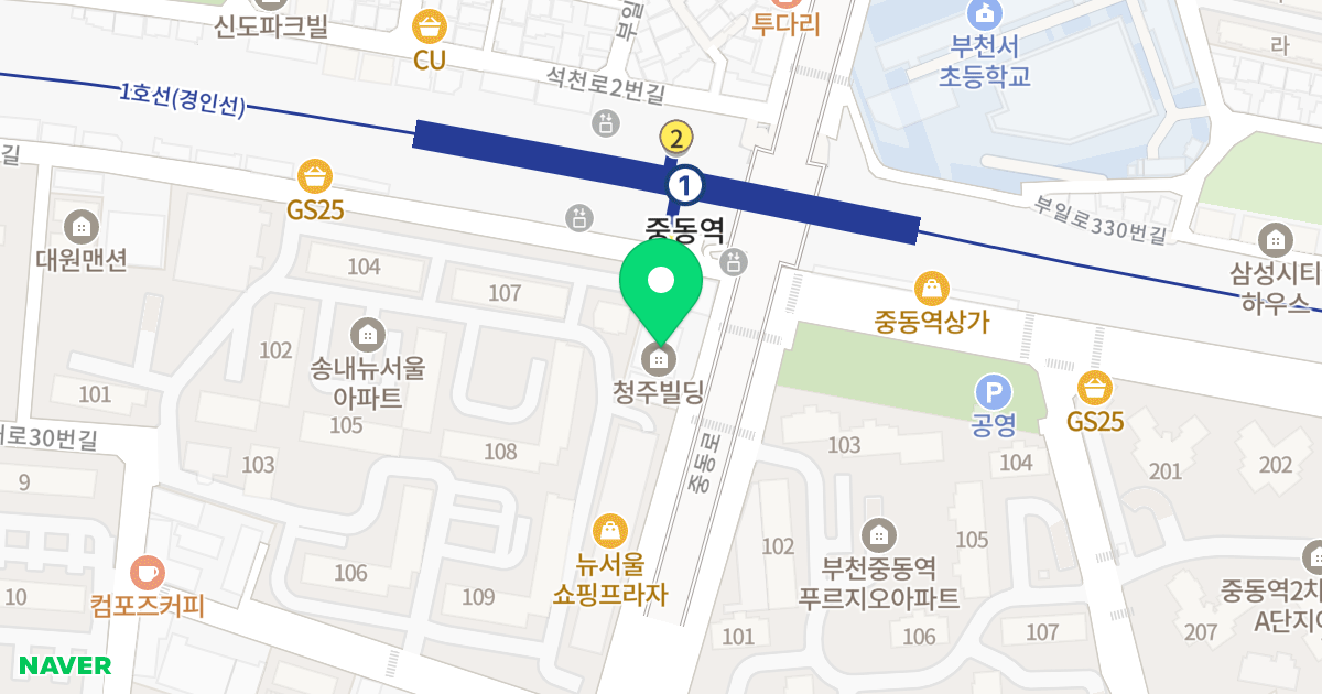 청주빌딩 위치 지도 - 경기도 부천시 소사구  65-1