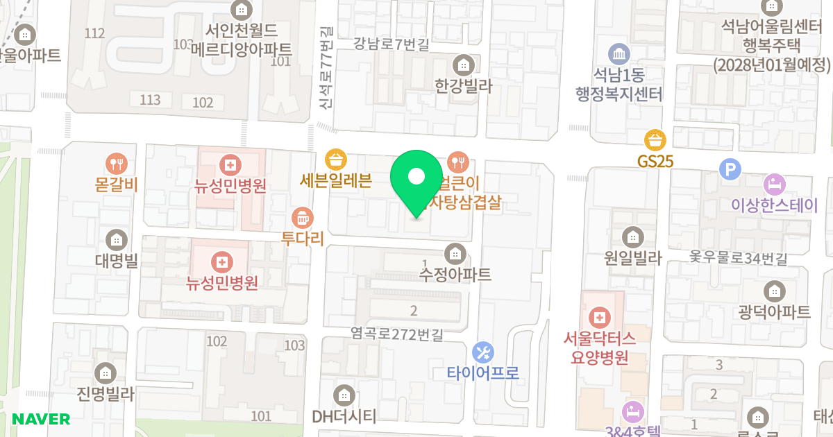 전원아파트 위치 지도 - 인천광역시 서구 칠천왕로33번길 4
