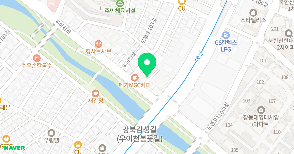 매경 더 힐스 101동 위치 지도 - 서울특별시 도봉구 우이천로24길 6