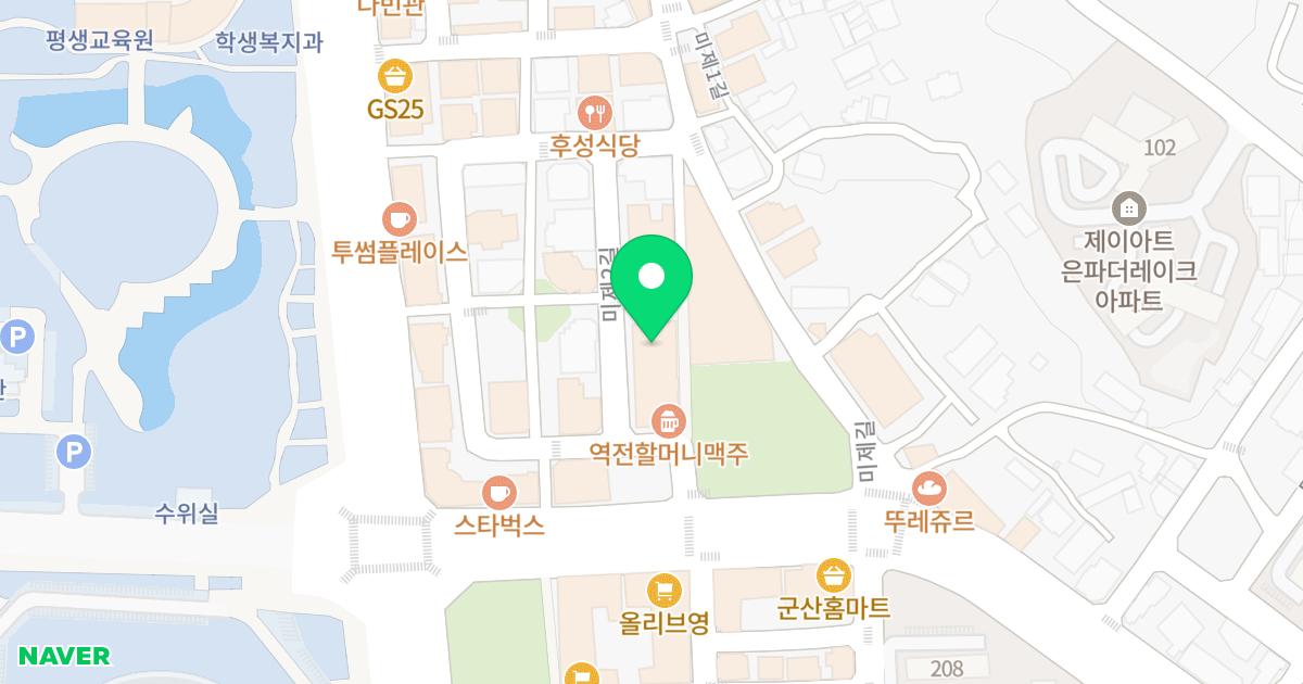 군창 아리울 빌딩 위치 지도 - 전북특별자치도 군산시 미제2길 8-4