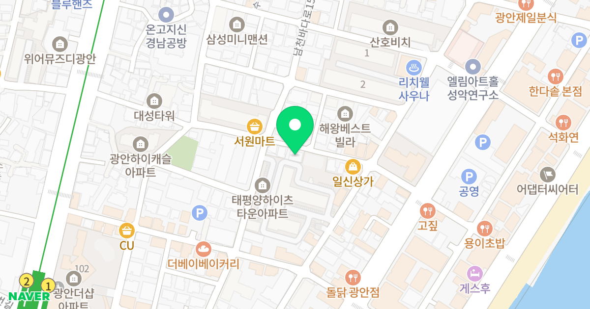 햇살팰리스 위치 지도 - 부산광역시 수영구 수영로522번길 44