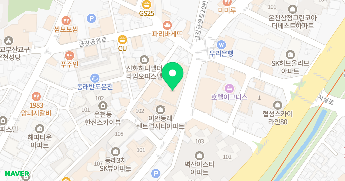 KH파인우스 위치 지도 - 부산광역시 동래구 온천장로 75
