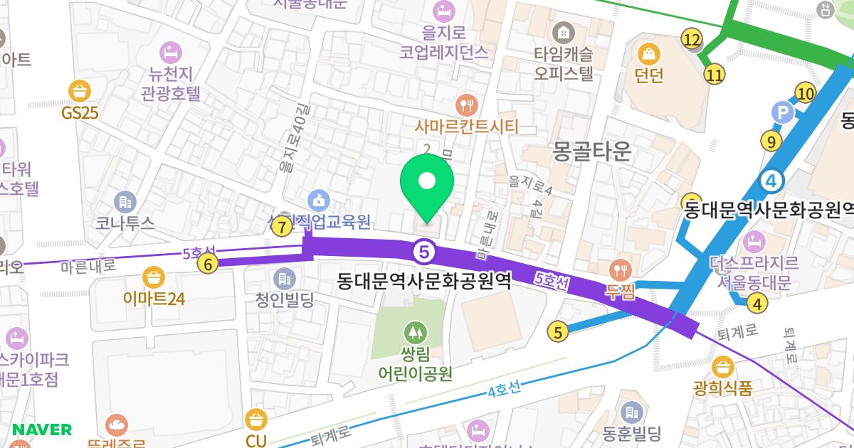 광희동금호트윈 오피스텔 위치 지도 - 서울특별시 중구 마른내로 155