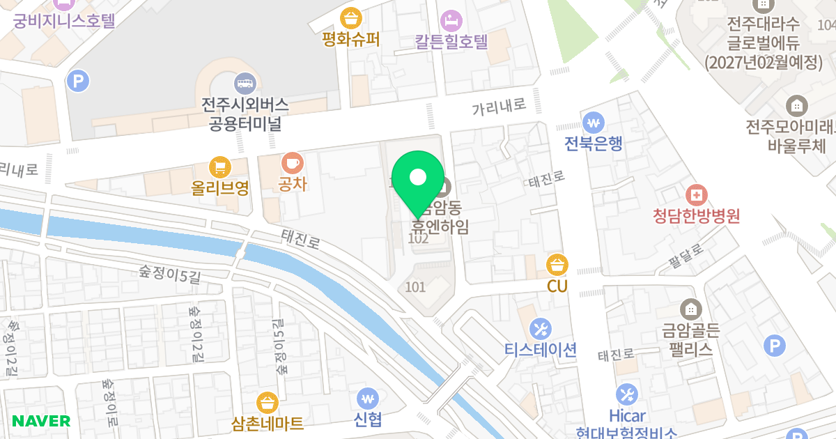 휴엔하임 주상복합 아파트 위치 지도 - 전북특별자치도 전주시 덕진구  125-30