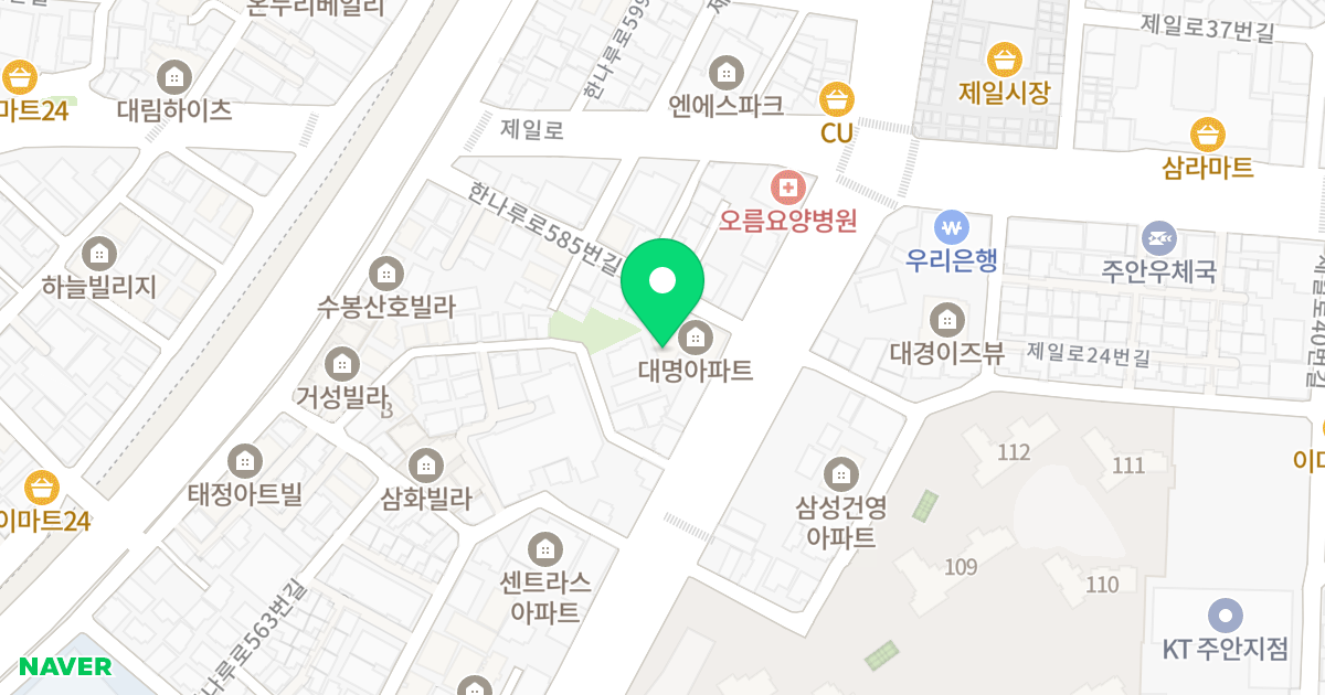 대명아파트 위치 지도 - 인천광역시 미추홀구 한나루로585번길 3