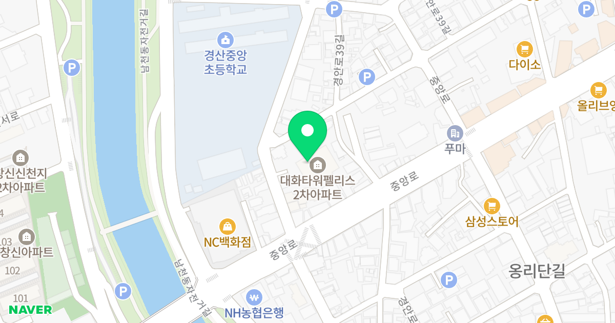 대화 타워펠리스Ⅱ 위치 지도 - 경상북도 경산시 경안로39길 49