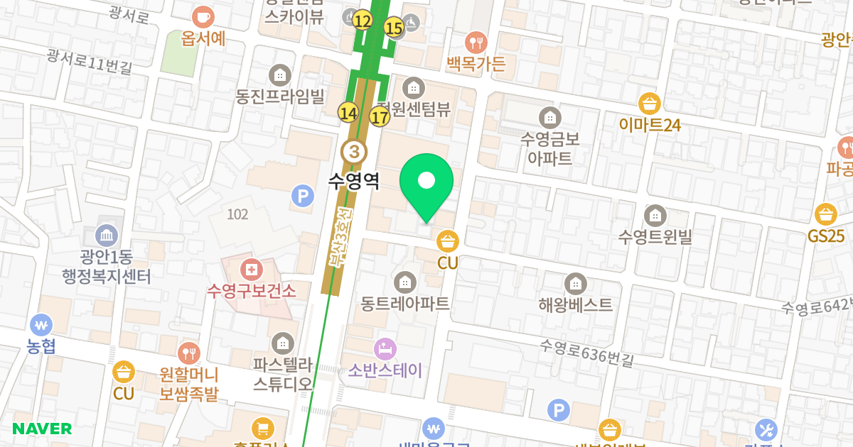 광안파밀리에 위치 지도 - 부산광역시 수영구 수영로642번길 9