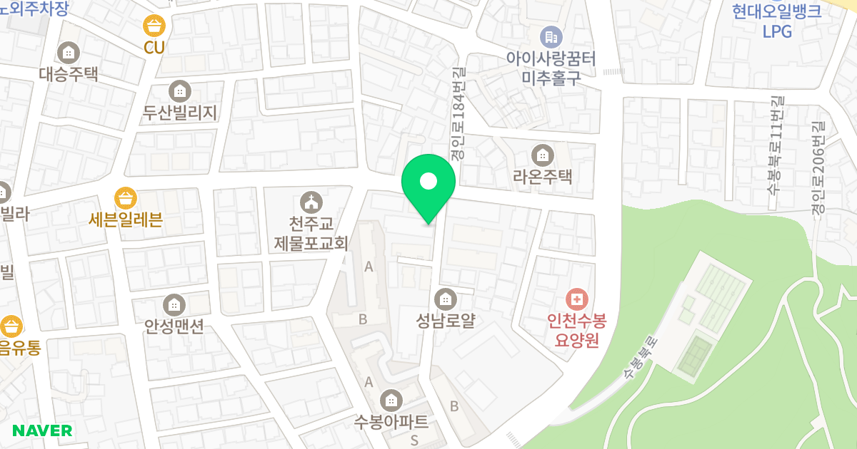 더 머뭄 위치 지도 - 인천광역시 미추홀구 수봉로33번길 102-18