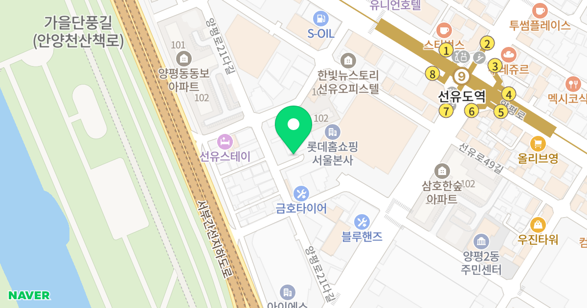 선유도역 마들렌 오피스텔 위치 지도 - 서울특별시 영등포구 양평로21다길 14