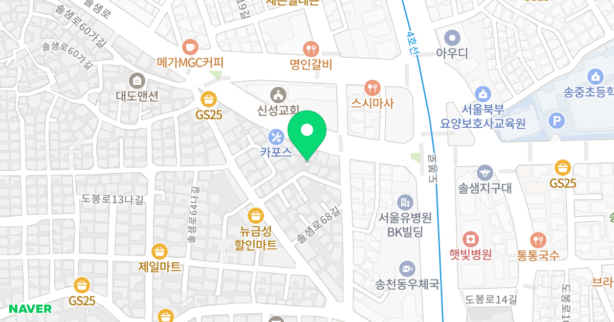 재원오피스텔 위치 지도 - 서울특별시 강북구 도봉로15길 19