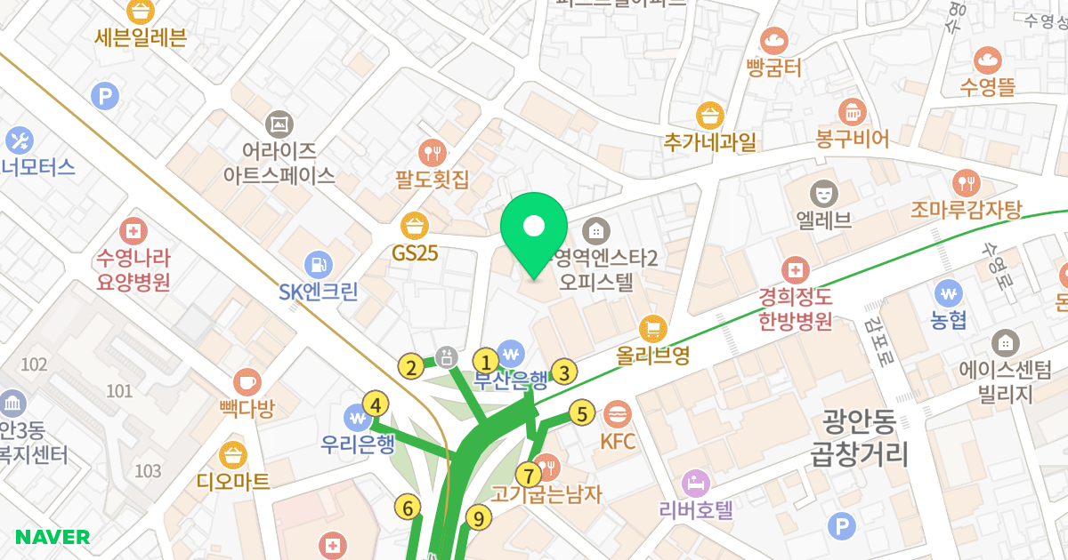 수영 엔스타 오피스텔 위치 지도 - 부산광역시 수영구 수영로 691-8