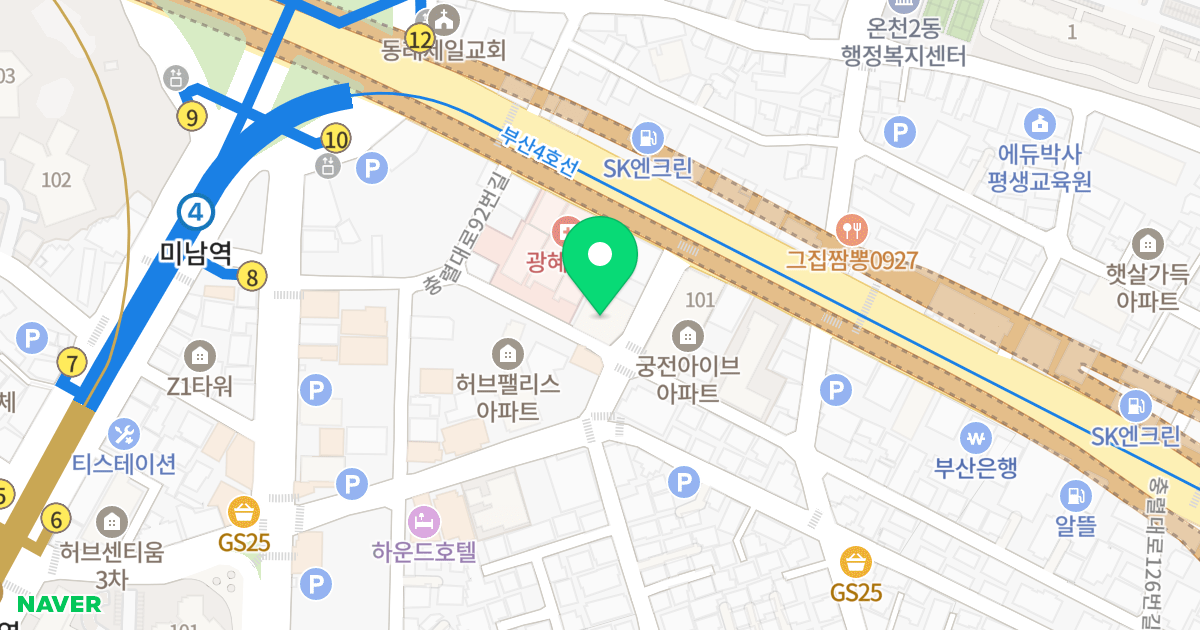 GLG 스파타운 위치 지도 - 부산광역시 동래구 충렬대로100번길 12