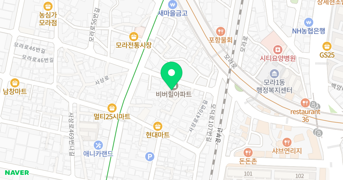 모라동 비버힐아파트 위치 지도 - 부산광역시 사상구 사상로478번길 12