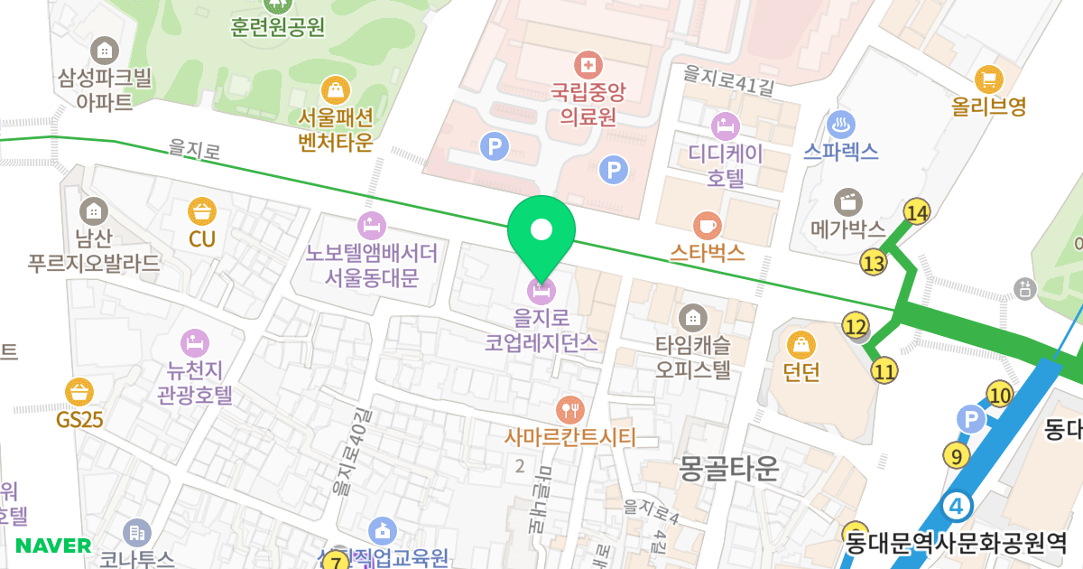 코업레지던스 위치 지도 - 서울특별시 중구 을지로 246