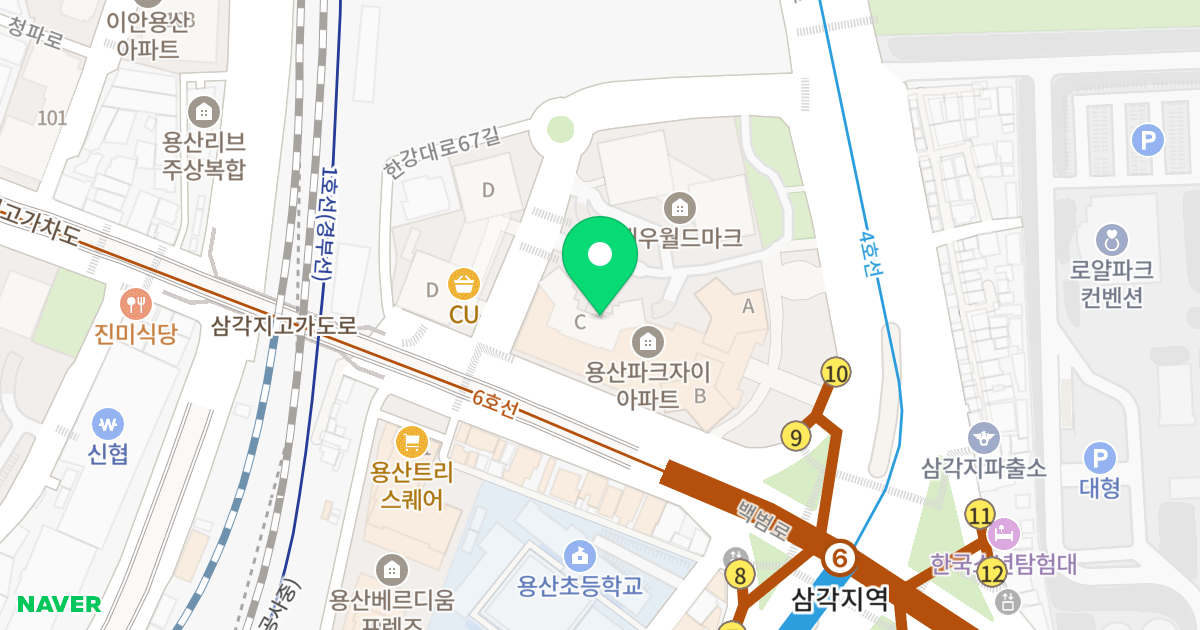 용산파크자이 위치 지도 - 서울특별시 용산구 한강대로 205