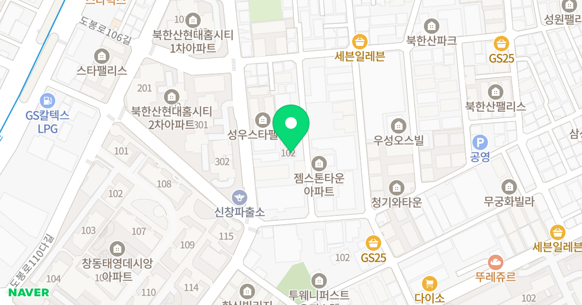 승윤노블리안시티102동 위치 지도 - 서울특별시 도봉구 도봉로104길 61-13
