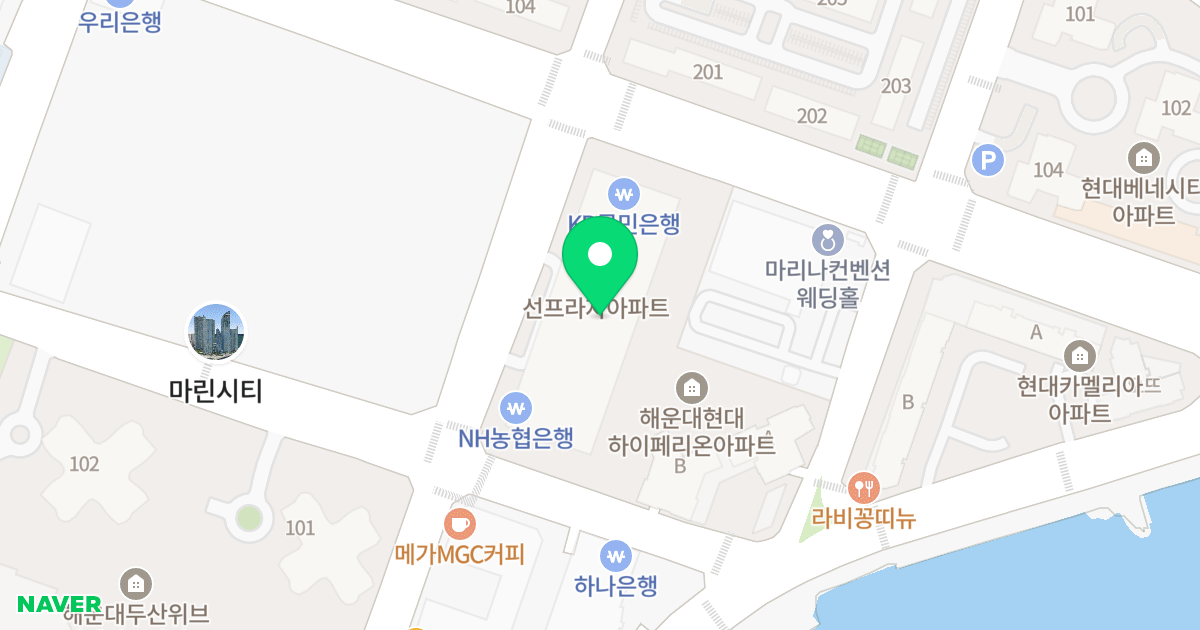 선프라자 위치 지도 - 부산광역시 해운대구 마린시티3로 1