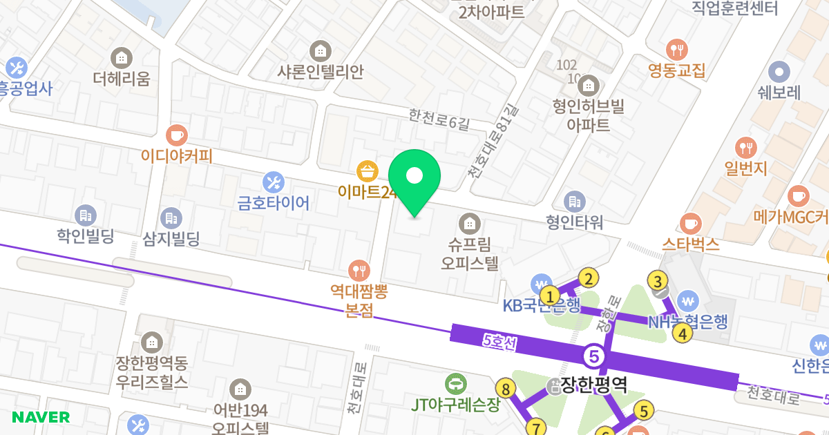 에스아이팰리스장안센텀 위치 지도 - 서울특별시 동대문구 한천로2길 84