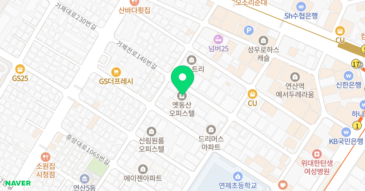 옛동산오피스텔 위치 지도 - 부산광역시 연제구 거제천로146번길 30