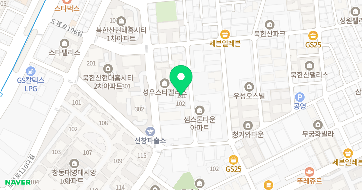 승윤노블리안시티101동 위치 지도 - 서울특별시 도봉구 도봉로104길 61-15