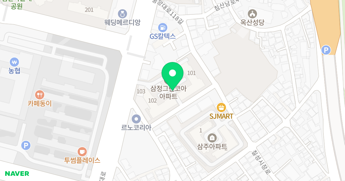 침산동 삼정 그린코아 위치 지도 - 대구광역시 북구 중앙대로 570