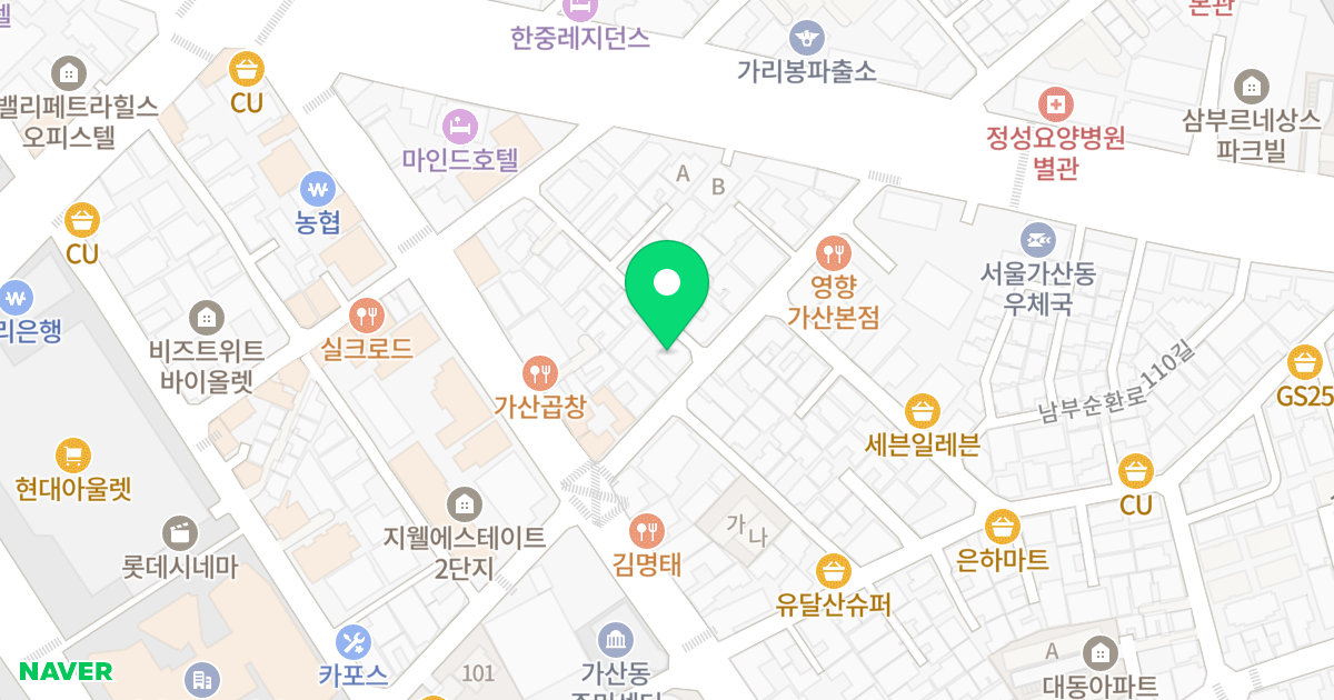 로뎀아트빌 위치 지도 - 서울특별시 금천구 남부순환로108길 24