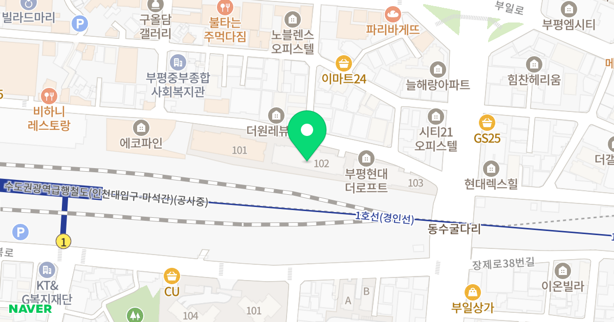 부평 현대 더 로프트 위치 지도 - 인천광역시 부평구 장제로 45