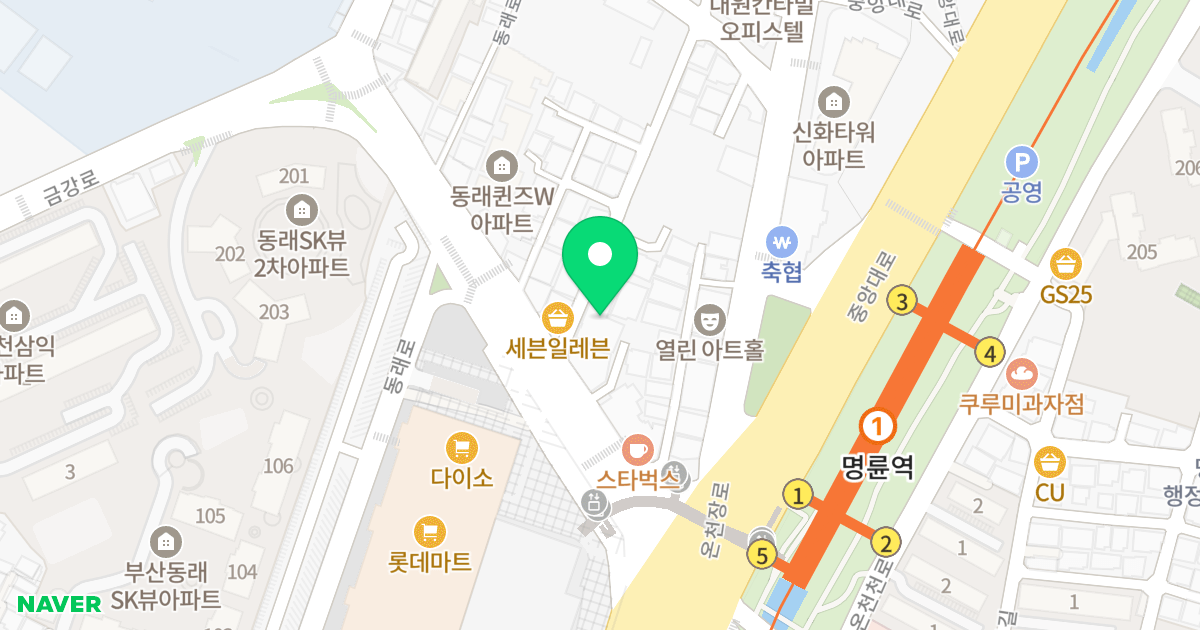 르씨엘 명륜 위치 지도 - 부산광역시 동래구 동래로19번길 4