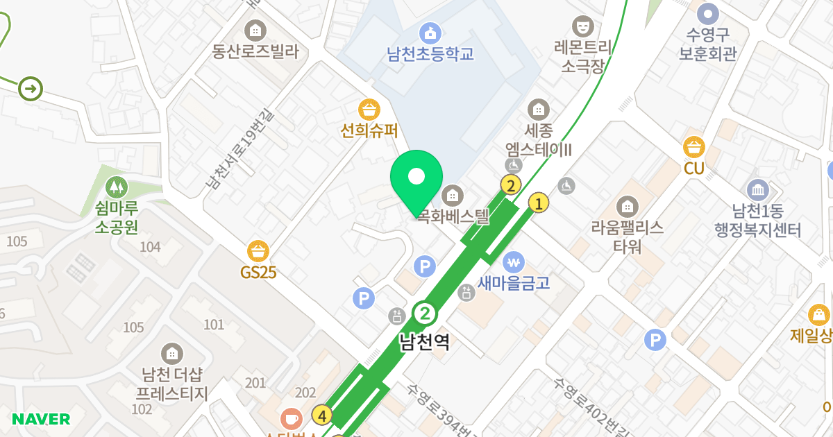 상우더헤라우스 위치 지도 - 부산광역시 수영구 남천서로 5