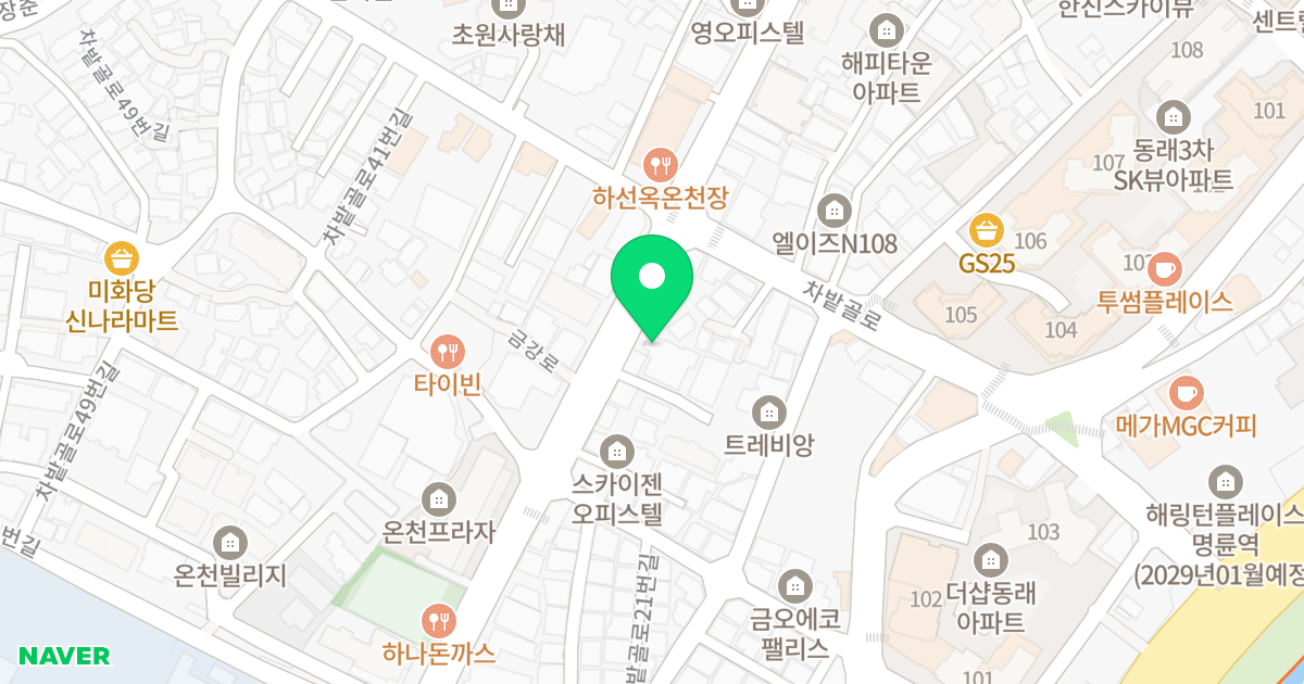 동백그린숲 위치 지도 - 부산광역시 동래구 금강로 80-3