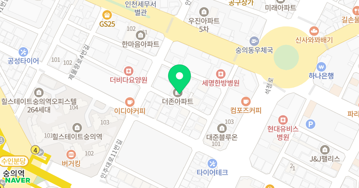 더존아파트 위치 지도 - 인천광역시 미추홀구 인주대로11번길 34-19