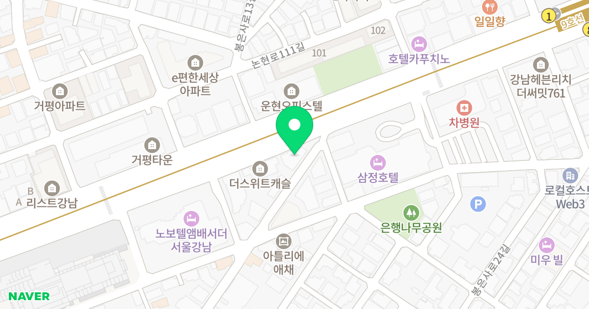 신논현 마에스트로 위치 지도 - 서울특별시 강남구 봉은사로 140