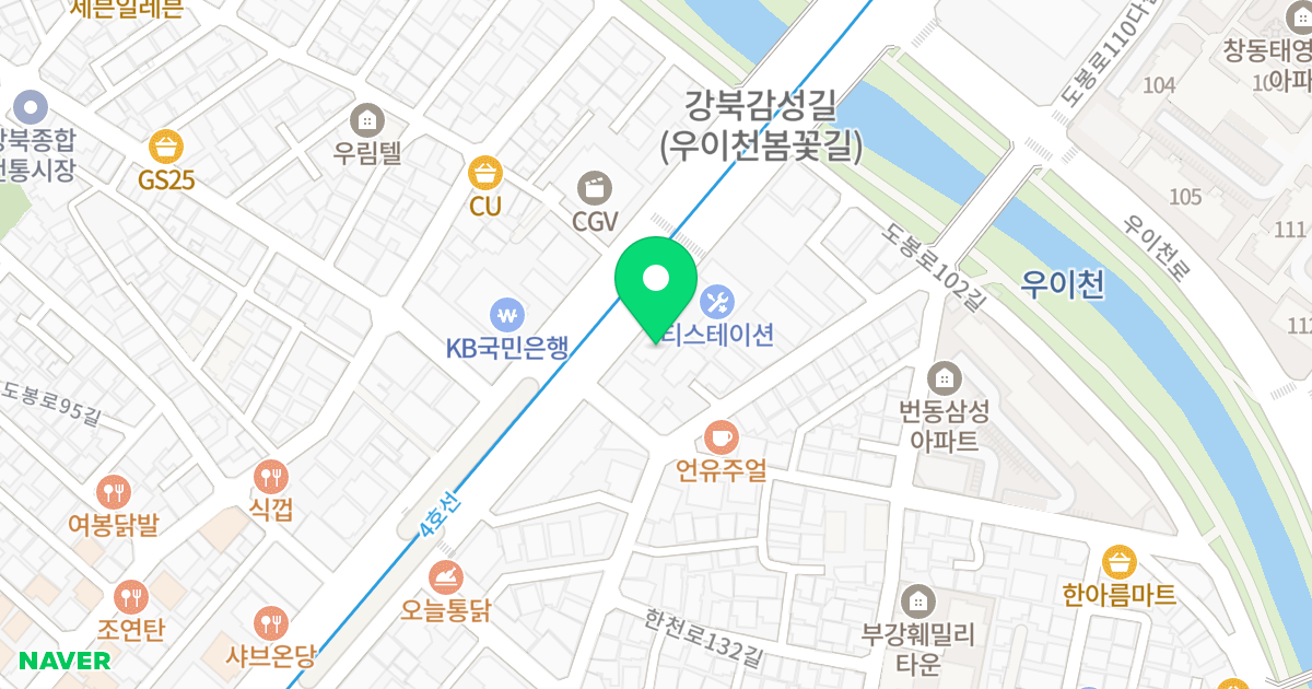 밀레니엄 오피스텔 위치 지도 - 서울특별시 강북구 도봉로 396
