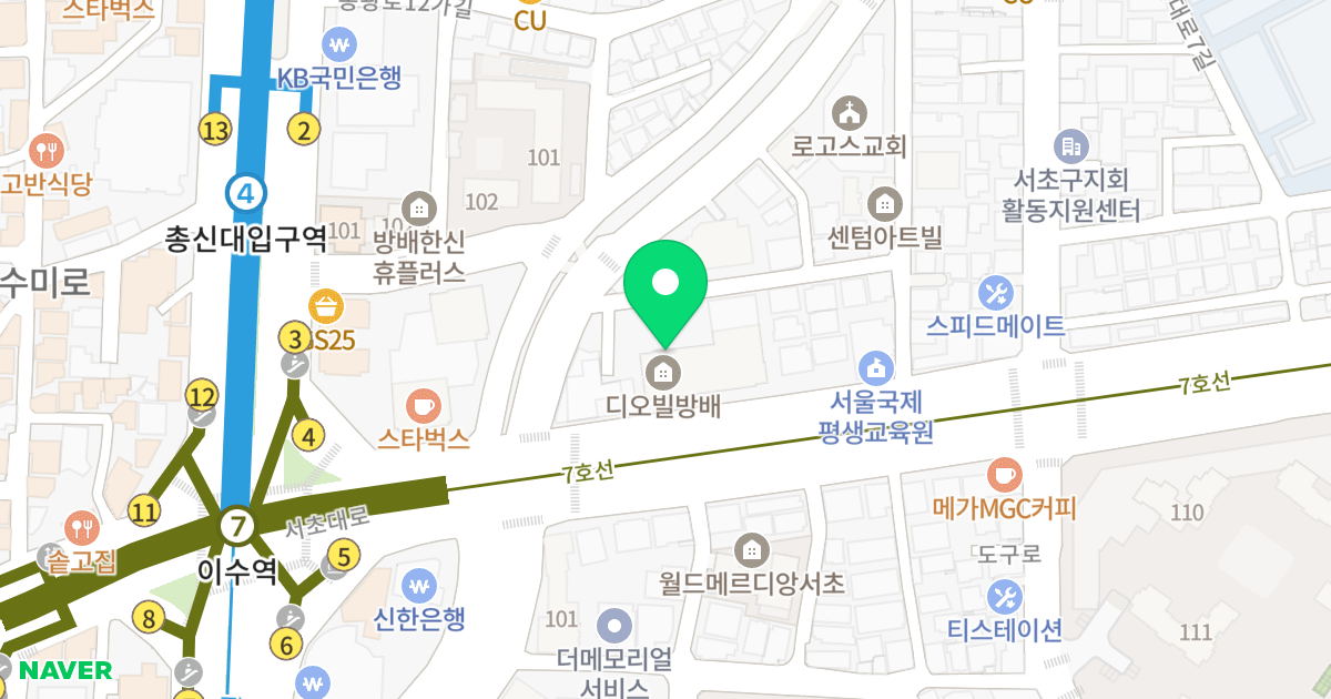 방배대우디오빌 위치 지도 - 서울특별시 서초구 서초대로 17