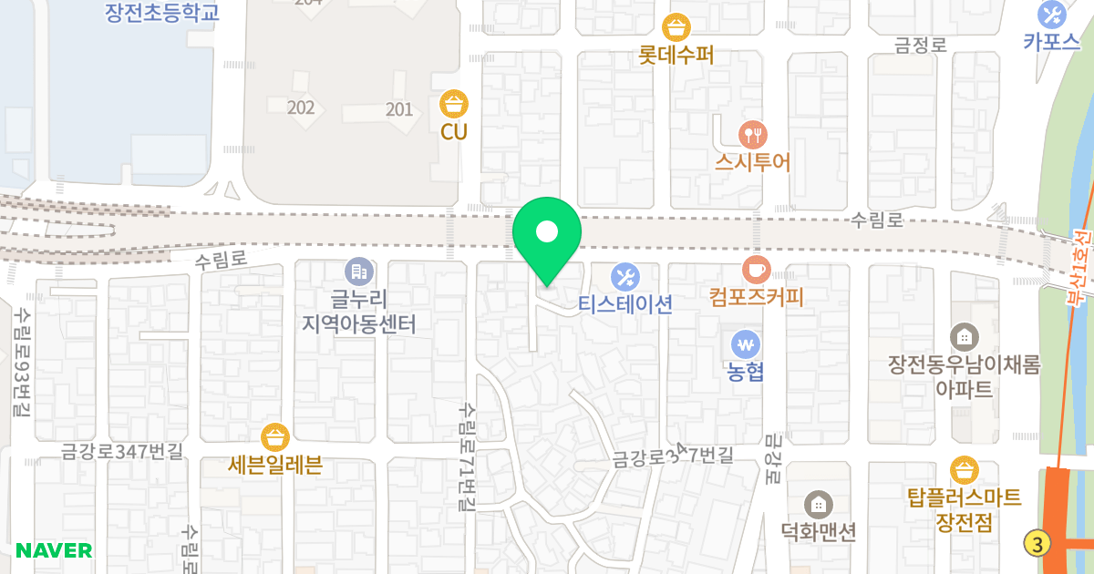금정파크룸 위치 지도 - 부산광역시 금정구 수림로 65-8