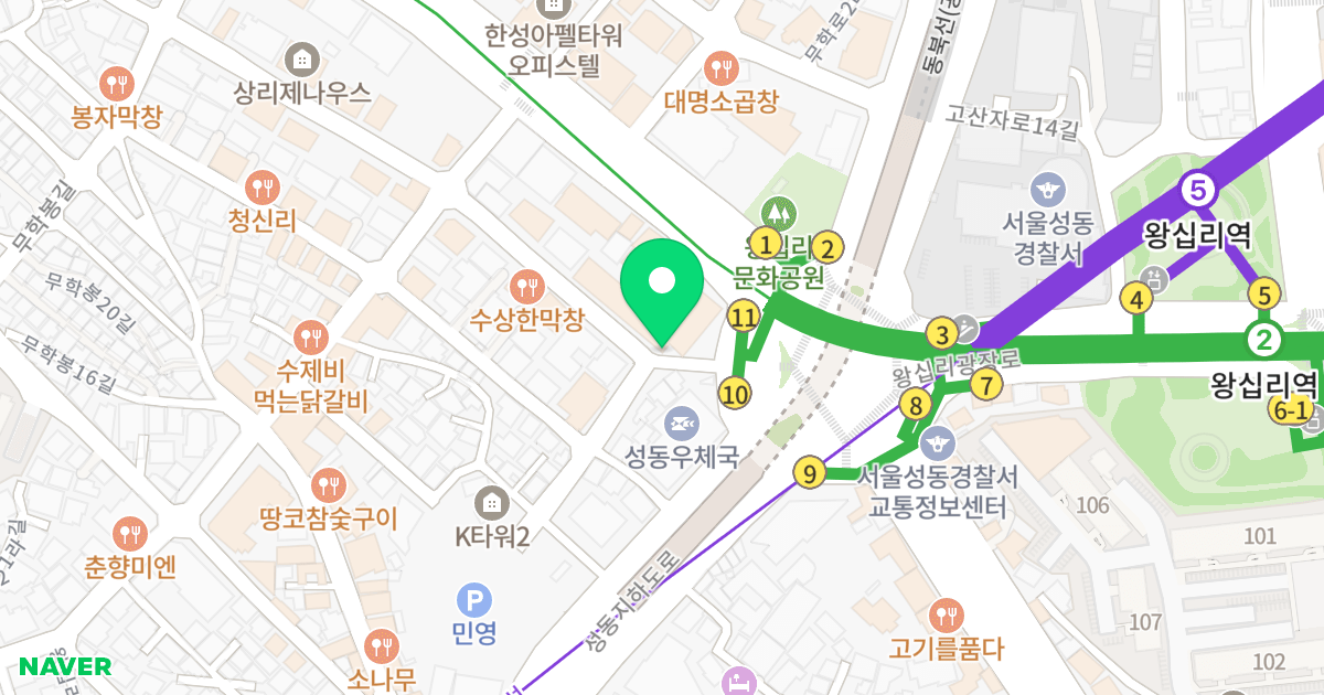 왕십리역이스타빌 위치 지도 - 서울특별시 성동구 왕십리로 309