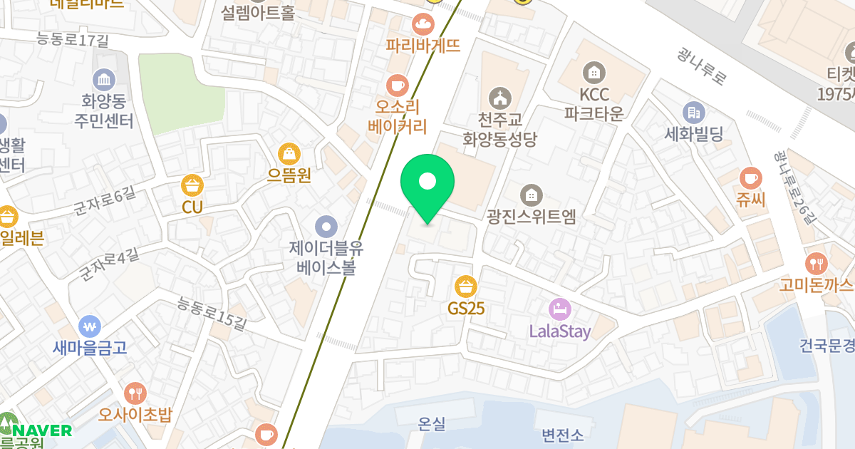 신원리브웰 화양동 주상복합 위치 지도 - 서울특별시 광진구 능동로 170