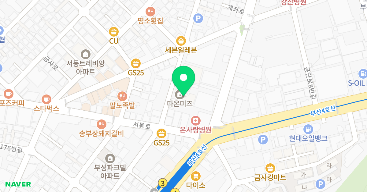 다온미즈 위치 지도 - 부산광역시 금정구 서동로 193-12