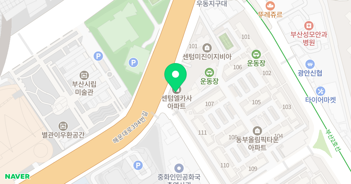 센텀엘카사 위치 지도 - 부산광역시 해운대구 해운대로394번길 23