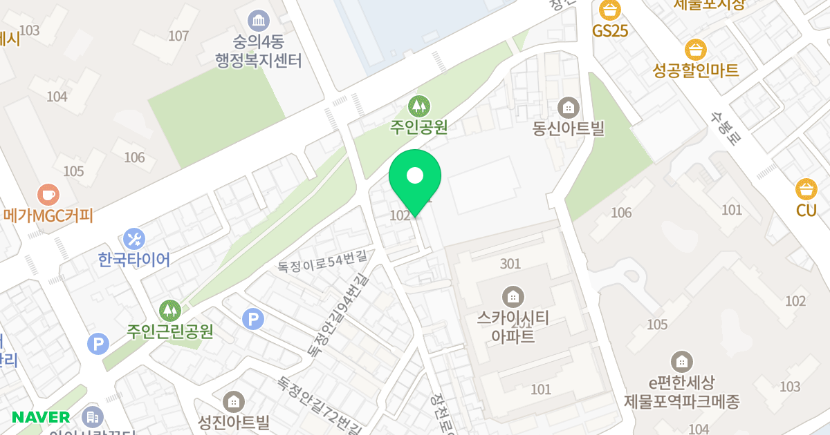 제102동 위치 지도 - 인천광역시 미추홀구 장천로94번길 21