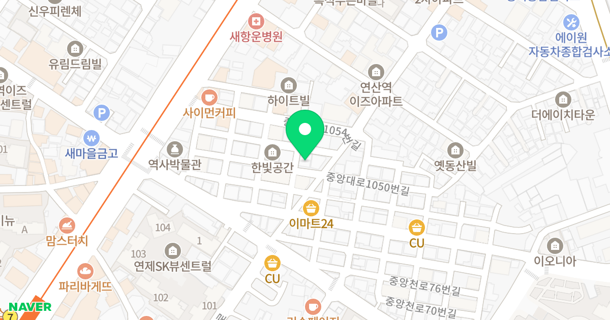 가우스빌 위치 지도 - 부산광역시 연제구 중앙대로1050번길 21