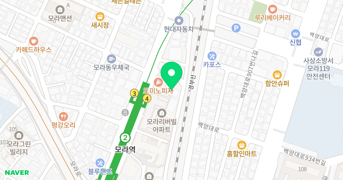모라엘리시아 위치 지도 - 부산광역시 사상구 사상로 520-16