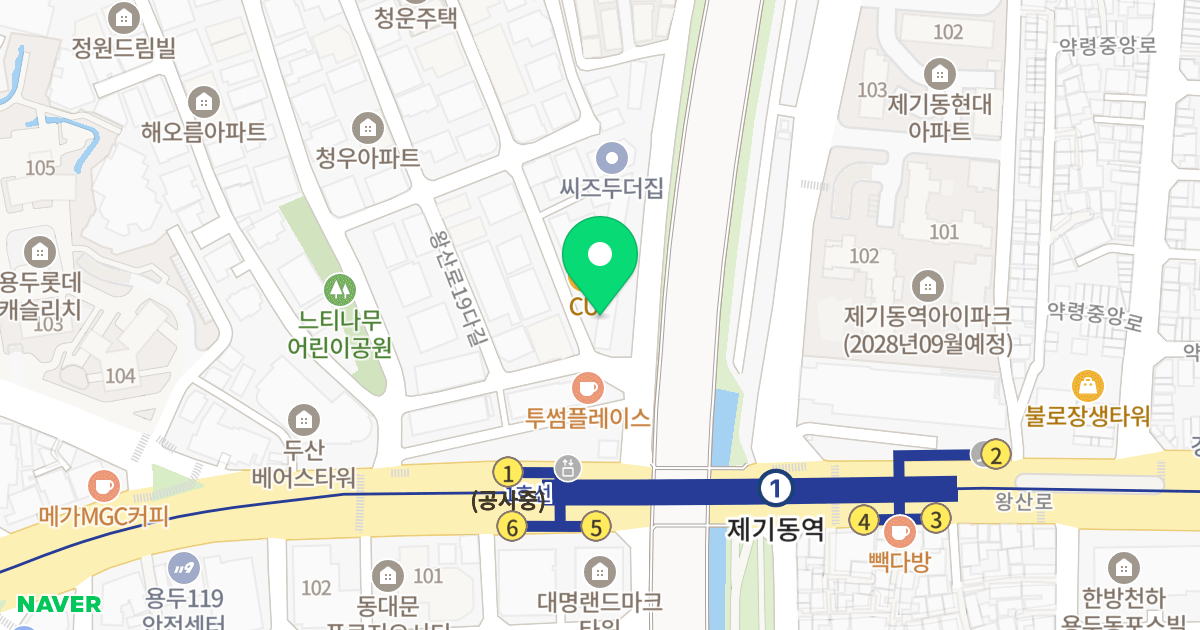 제기동오피스텔(유니텔) 위치 지도 - 서울특별시 동대문구 왕산로19라길 4