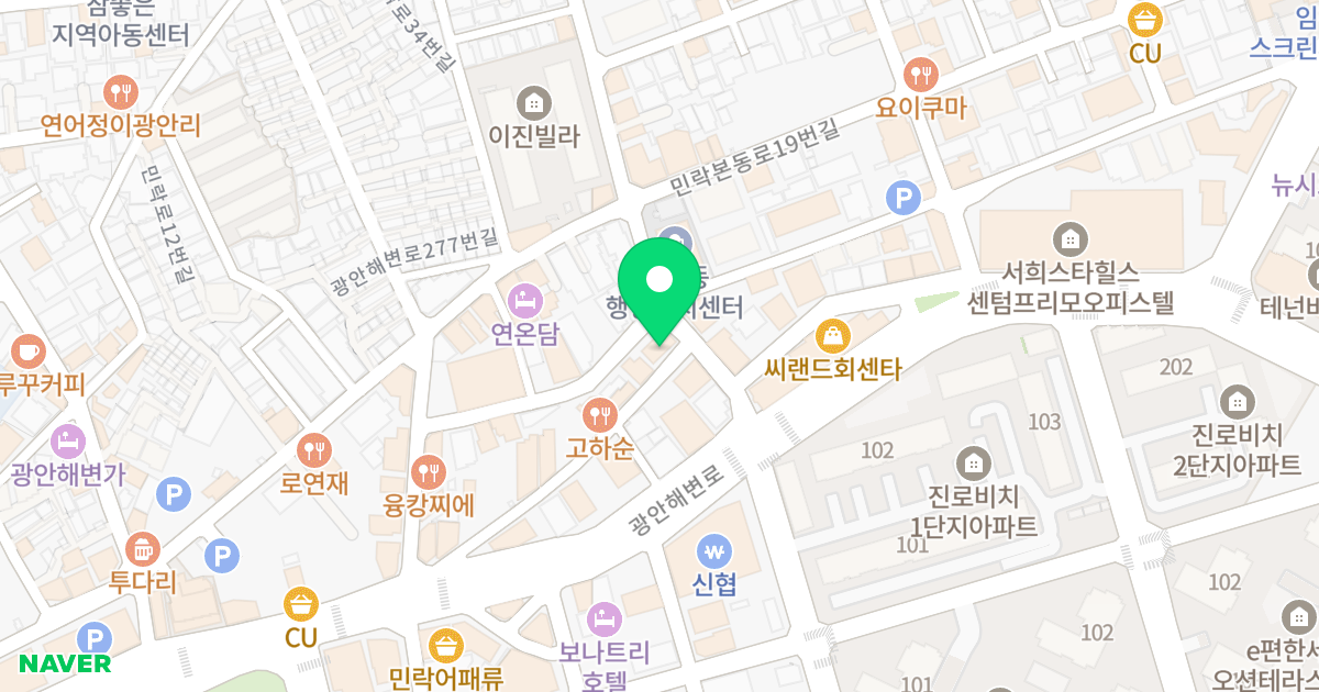 (주)플라잉스퍼2 위치 지도 - 부산광역시 수영구 광안해변로279번길 29
