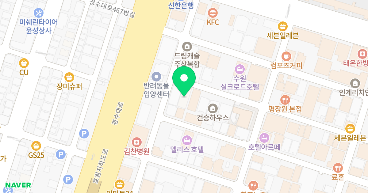 RAUM2 위치 지도 - 경기도 수원시 팔달구 인계로94번길 27-6